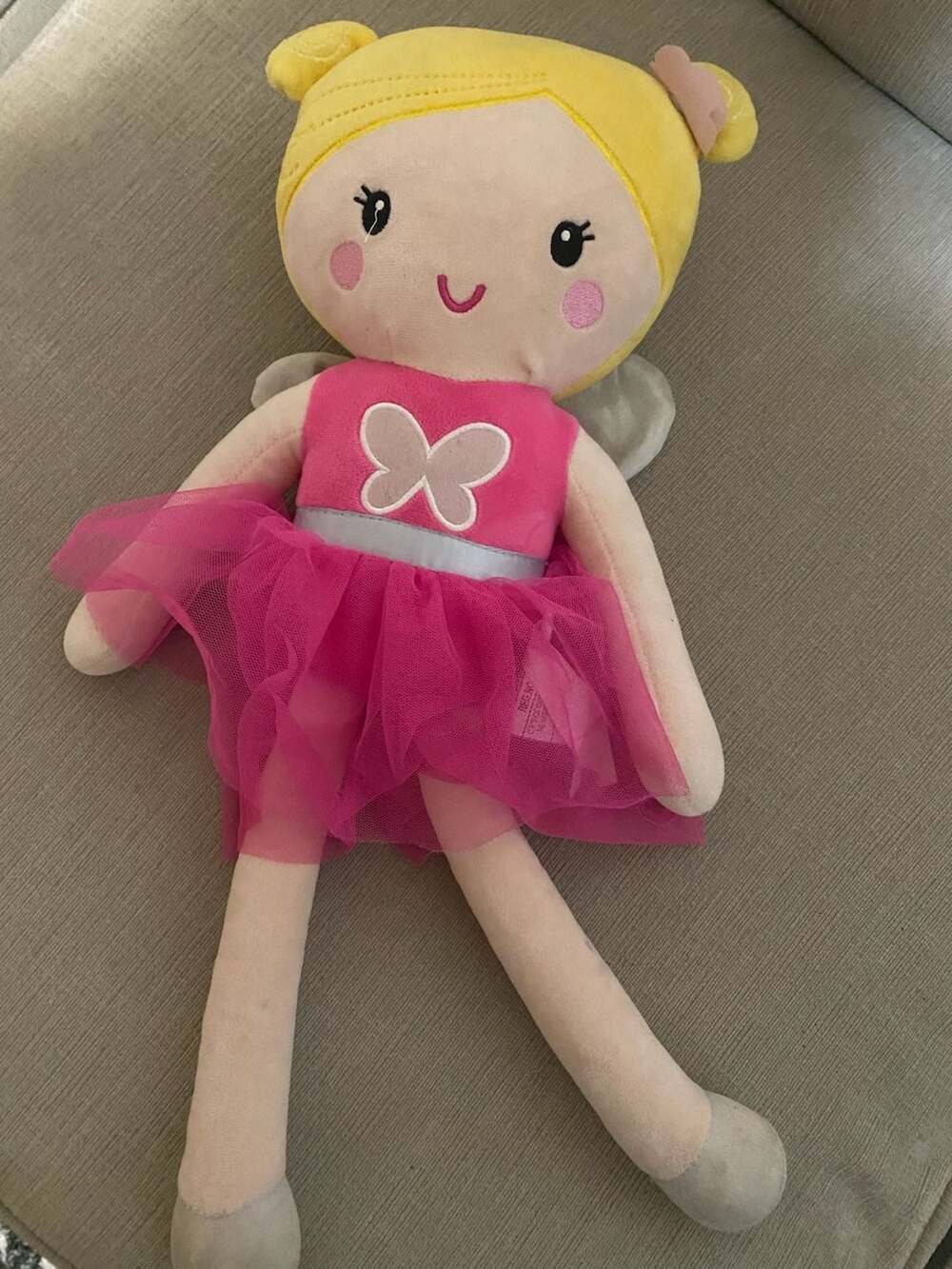 16" Butterfly Fairy Plush Doll Blonde Hair Pink Tutu